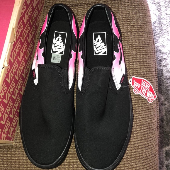Vans Shoes Black Vans With Pink Flame Poshmark
